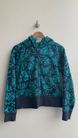 Lululemon Teal Navy Abstract Design Zip Up Hoodie - Size Small