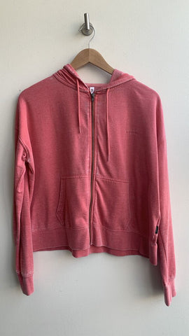 RVCA Bubble Gum Pink Heathered Zip Up Hoodie with Pockets - Size Medium