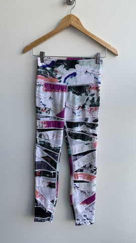 Lululemon Multi-Colour Abstract Print Front Seam Athletic Leggings - Size Small Estimated