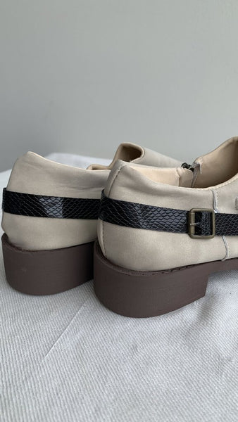 Blowfish Tan with Brown Platform Faux Leather Side Zip Shoe - Size 41