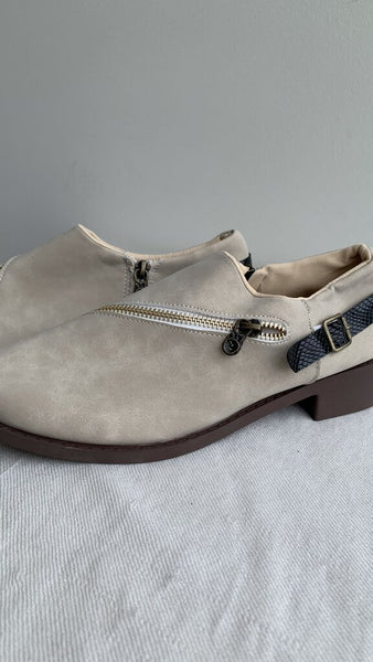 Blowfish Tan with Brown Platform Faux Leather Side Zip Shoe - Size 41