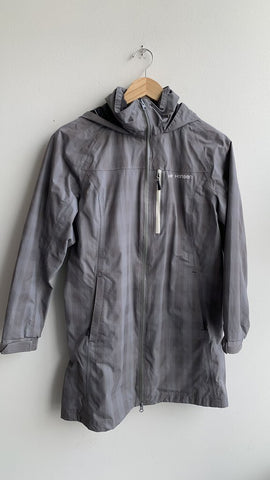 Helly Hansen Grey Plaid Hard Shell Hooded Zip Up Rain Jacket - Size Medium