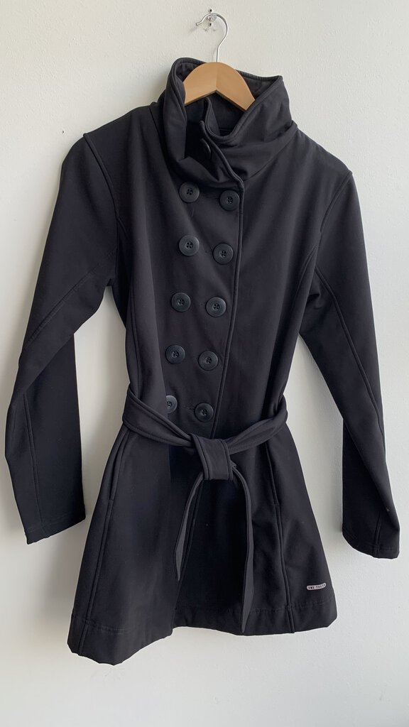One Tooth Black Double Breasted Belted Coat - Size X-Small