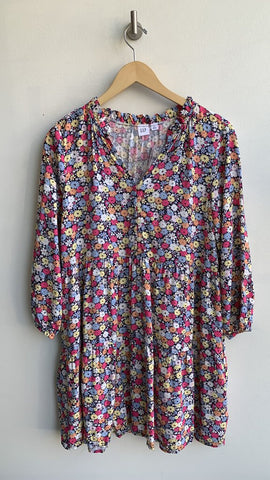 Gap Bright Floral 1/4 Button Front Long Sleeve Babydoll Dress - Size Small (NWT)