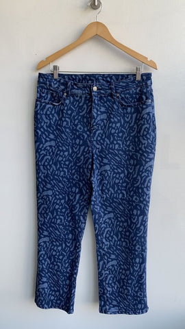 NYDJ Dark/Light Wash Animal Pattern Straight Leg Jeans - Size 14