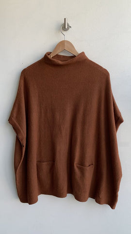 RD Style Rich Brown Mockneck Cape Sweater - Size X-Small