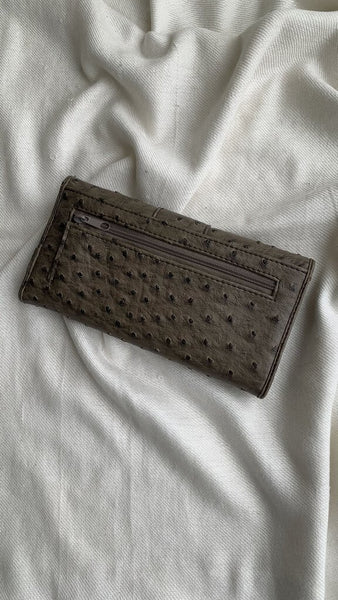 Brown Textured Dot Fold Open Wallet