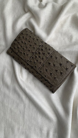 Brown Textured Dot Fold Open Wallet
