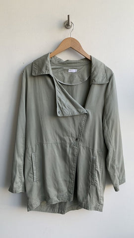 Gentle Fawn Khaki Green Asymmetrical Snap Front Tencel Jacket - Size Small